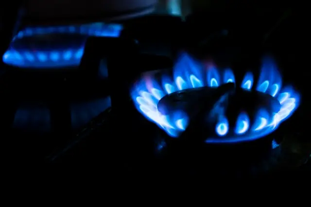 Blaue Gasflammen an einem Herd als Bezug zum Erdgasgeschäft von Venture Global vor dem Börsengang an der NYSE